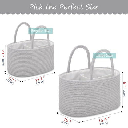 COMSE Baby Diaper Caddy Organizer - Portable Tote Bag with Divider for Newborn Essentials | Cool Gray