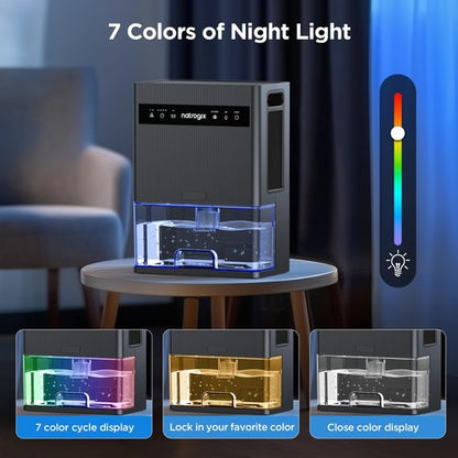 Dehumidifier, 106 OZ Water Tank Dehumidifiers for Home, 1000 sq.ft Quiet Dehumidifier for Basement Bathroom Bedroom RV with Auto Shut Off, Timer, Sleep Mode, 7 Color Light, Gray