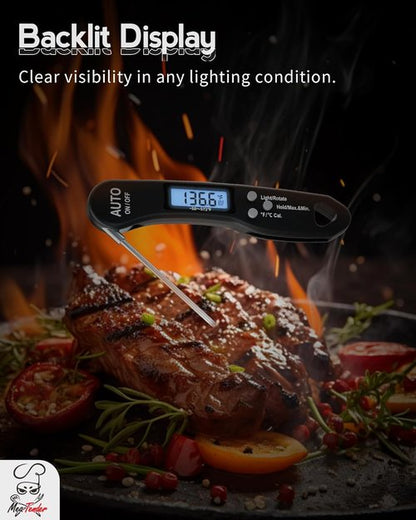 Instant Read Meat Thermometer by [Brand Name] | Fast 1.2s Read, ±1°F Accuracy, Foldable Probe