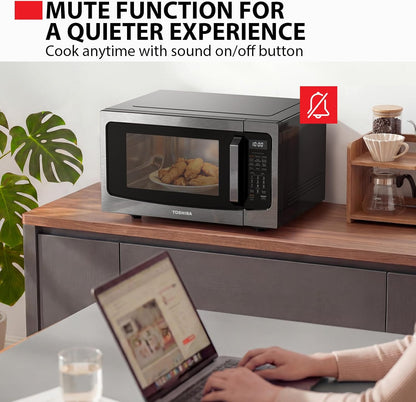 Toshiba Air Fryer Combo - 4-in-1 Countertop Microwave Oven with Smart Sensor & Convection | 1.5 Cu Ft, Black