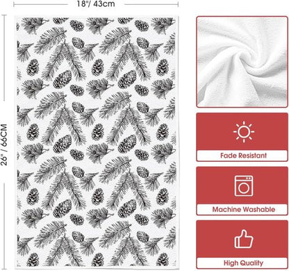 Artoid Mode Kitchen Towels - Brown Pinecone & Pine Branch Design | 18x26 Inch Farmhouse Set of 2