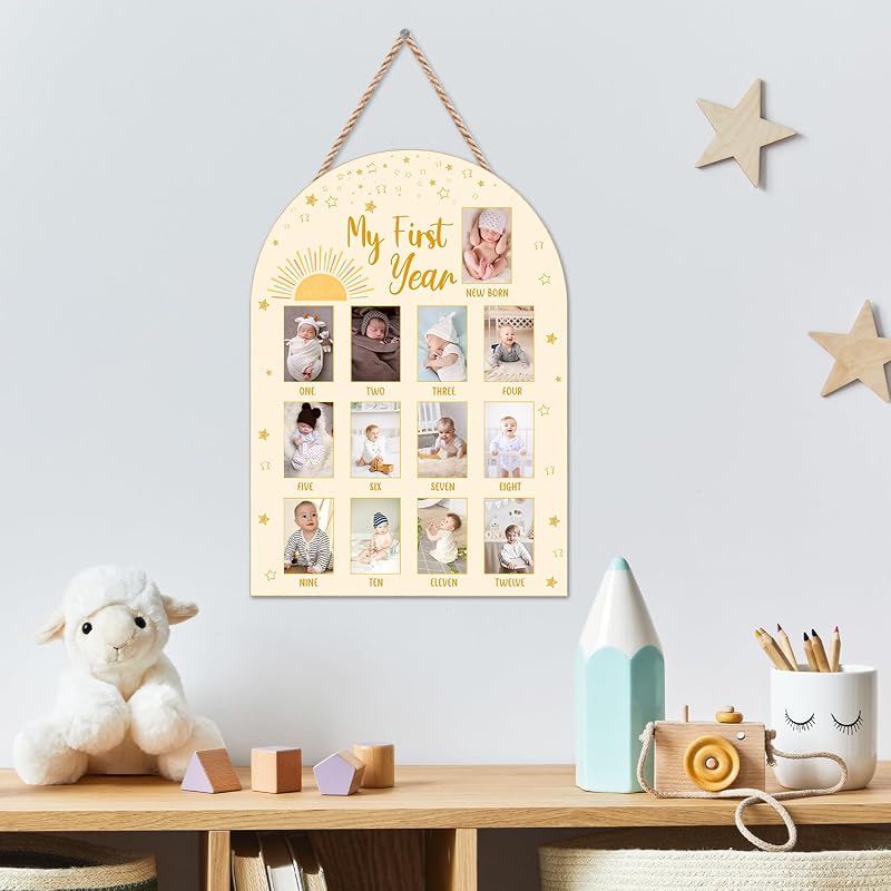 Sun My First Year Photo Board - Boho Baby 12 Months Milestone Board - Variation: Sun