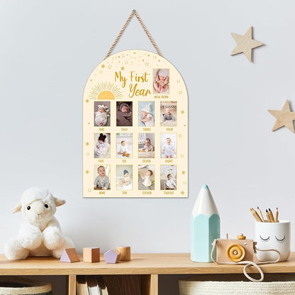 Sun My First Year Photo Board - Boho Baby 12 Months Milestone Board - Variation: Sun
