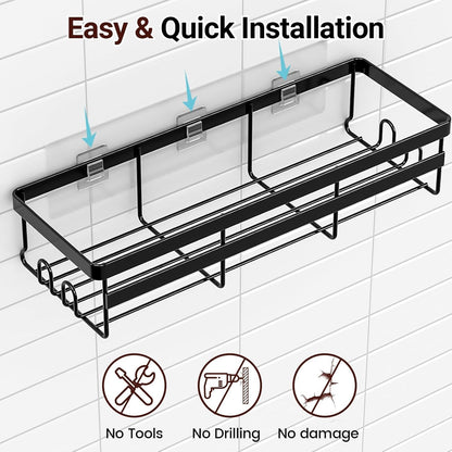 WOWBOX Shower Caddies 2 Pack - Adhesive Hanging Shelves for Easy Bathroom Organization | No Drilling, Stainless Steel