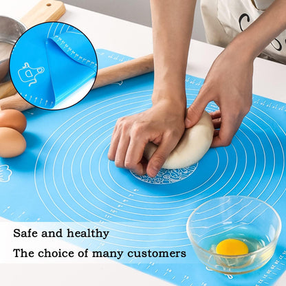 Skiennix Silicone Baking Mat - Non-Stick & Non-Slip Dough Rolling Sheet with Measurements | 19.7" x 15.7" - Blue