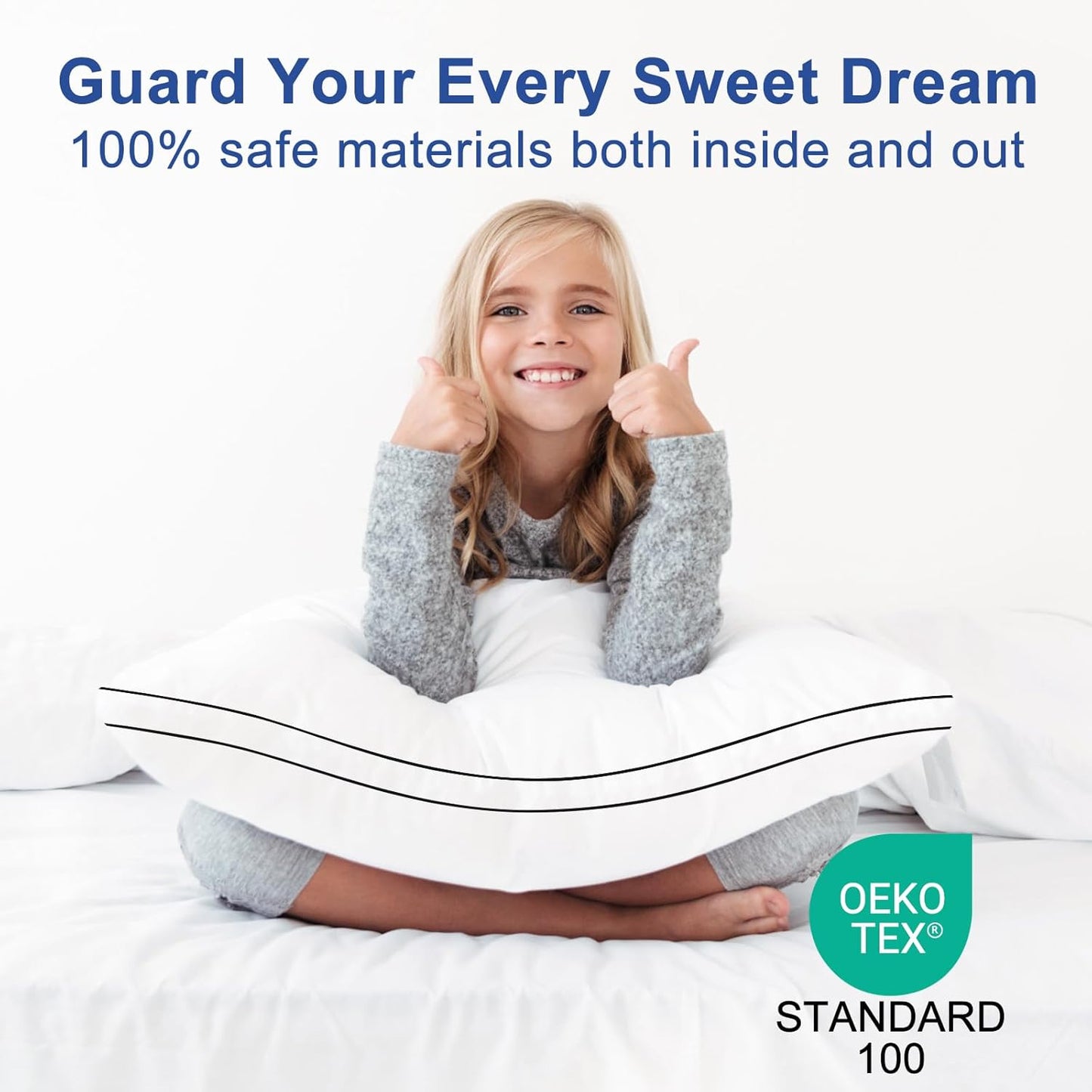 Skiennix Premium Queen Size Pillows Set of 2 - Fluffy 7D Down Alternative for Ultimate Comfort