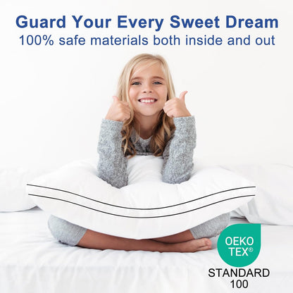 Skiennix Premium Queen Size Pillows Set of 2 - Fluffy 7D Down Alternative for Ultimate Comfort