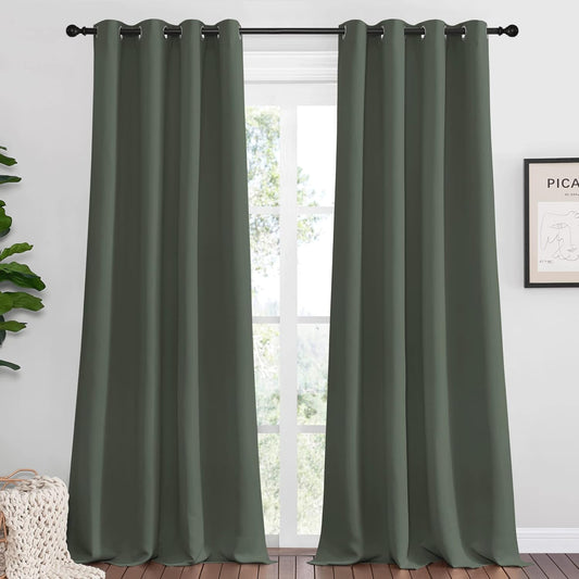 NICETOWN Blackout Draperies - Thermal Insulated Grommet Curtains | 55" Wide x 108" Long Pair for Holiday Decor