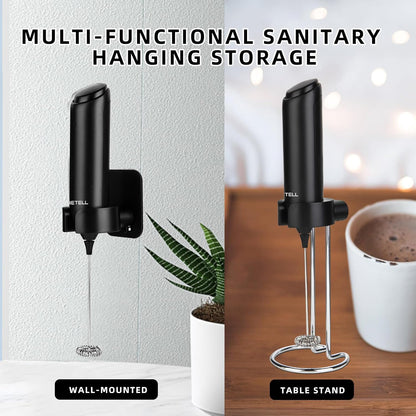 Skiennix Rechargeable Electric Milk Frother - Powerful Handheld Whisk with USB-C Charging Stand | Ideal for Lattes, Hot Chocolate, Matcha
