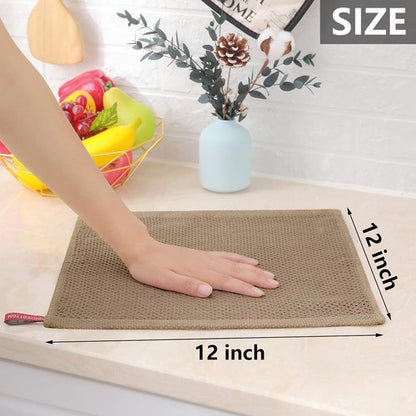 Homaxy Kitchen Dish Cloths - 100% Cotton Waffle Weave, Ultra Soft & Absorbent, 12x12 Inches, 8-Pack, Tan