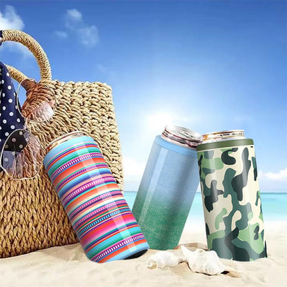TILUCK Slim Can Cooler - Double-Walled Stainless Steel Insulator for 12 oz Cans | Teal Gradient Finish