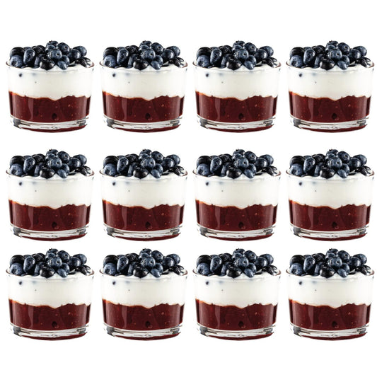 Vikko Small Glass Bowls, 7 Ounce Glass Dessert Cups, Set of 12 Dessert Bowls, Parfait Glasses, Stackable Bodega Glasses, Tasting Glasses, Custard Cups, Short Glasses - 3.2" x 2.2”