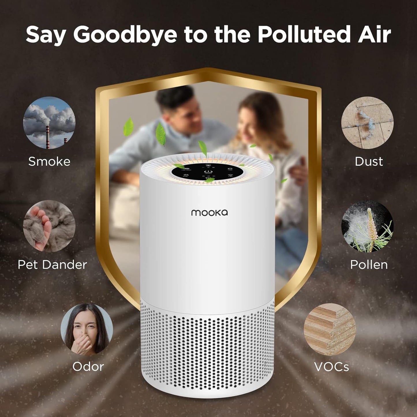 MOOKA H13 True HEPA Air Purifier - 2 Pack for Large Rooms, Pets, and Wildfire Smoke | Odor & Dust Removal