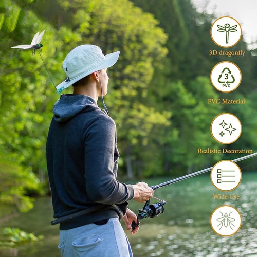 Dragonfly Clips | Realistic 3D Black Dragonfly Hat Clips - Garden Stakes Decor (6 Pcs)