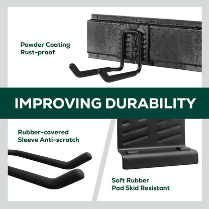 VICHTOP Garage Garden Tool Organizer Wall Mount,48 Inch Garage Organizer Wall Mounted Storage System with 7 Layer Hooks,Max 440lbs Adjustable Metal Hooks,Home Gift