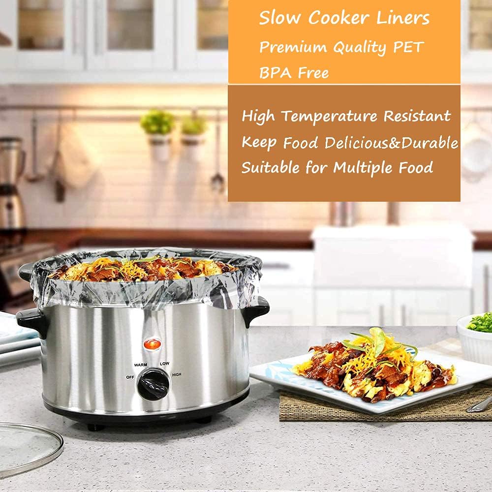 Slow Cooker Liners - 16 Disposable Cooking Bags, BPA-Free, Fits 3QT to 8QT, 13 x 21 Inches