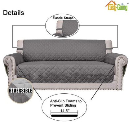 Easy-Going Sofa Slipcover Reversible Loveseat Sofa Cover Couch Cover for 2 Cushion Couch Furniture Protector with Elastic Straps for Pets Kids Dog Cat (Oversized Loveseat, Gray/Light Gray)