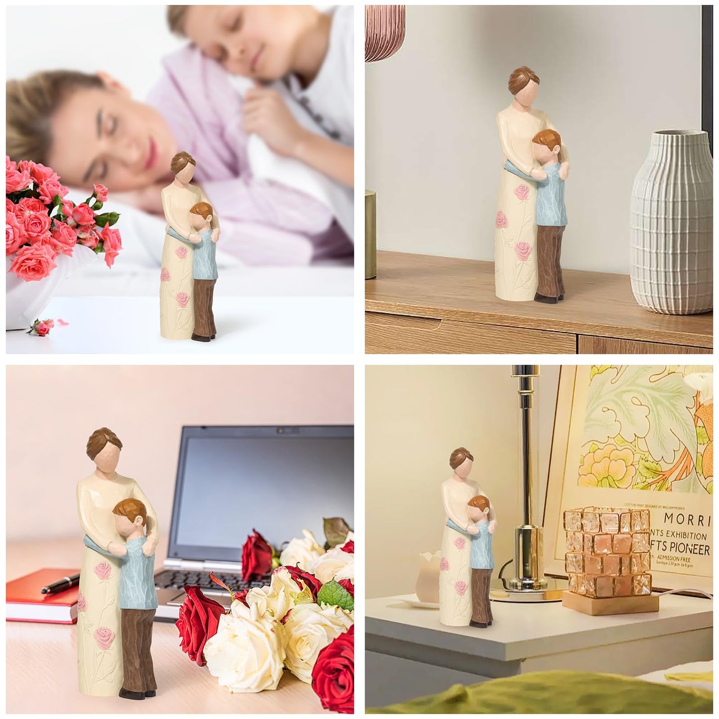 Yuideary Gifts for Mom from Son, Mother and Son Figurines, Hand Painted Figure, for Mothers Day, Birthday, Thanksgiving or Christmas.