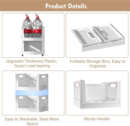 Stackable Storage Baskets by [Brand Name] - 3 Pack Foldable Organizers with Wheels | Versatile Closet & Office Storage