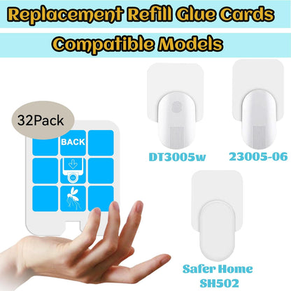 Saferr Home Fly Trap Refill Glue Cards - 32 Pack Compatible with SH502 & DT3005W | Indoor Insect Trap Replacement