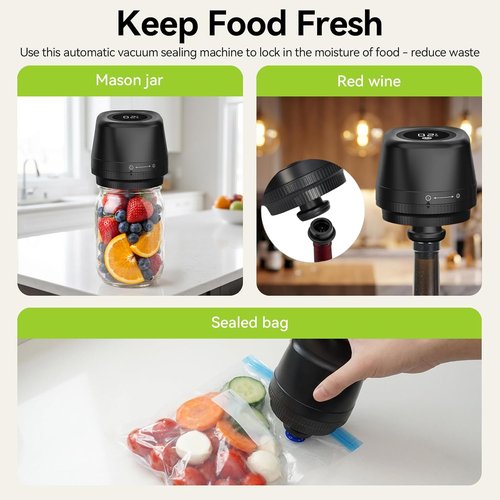 Mason Vacuum Sealer Kit - Compact Electric Canning Sealer for Jars & Bags | Includes Lids & Accessories