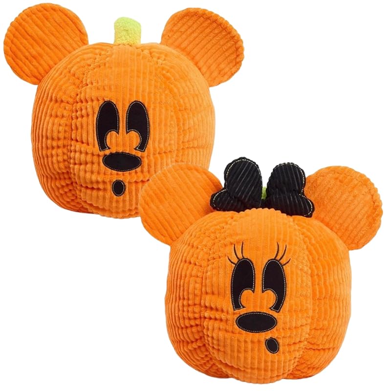 Orange Mickey & Minnie Mouse Pumpkin Plush Pillow - 14in, Corduroy