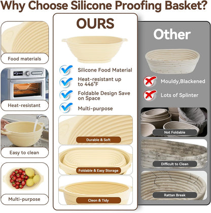 Skiennix 24 PCS Sourdough Starter Kit - Includes 34oz Jar & Silicone Banneton Proofing Baskets