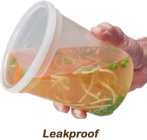 DuraHome - 32 oz Deli Food Storage Containers | Leak-Proof, Freezer Safe, Microwaveable - Pack of 24 Clear Plastic
