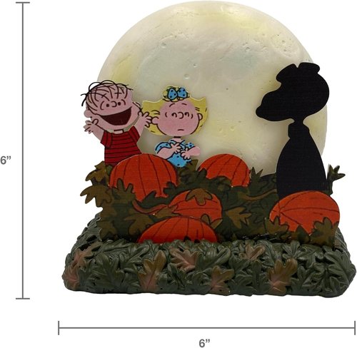 Mark Feldstein Peanuts It's The Great Pumpkin LED Illuminated Tabletop Lamp Figurine | 6 Inch