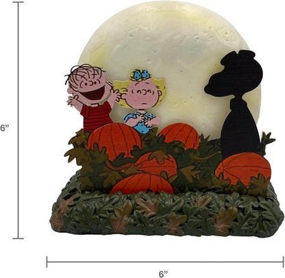 Mark Feldstein Peanuts It's The Great Pumpkin LED Illuminated Tabletop Lamp Figurine | 6 Inch