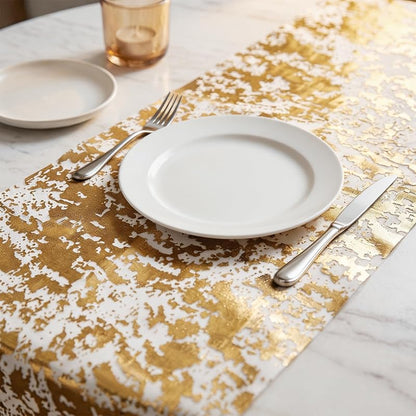 Gold Table Runner 2 Pcs 9FT Sequin Glitter Mesh - Variation: Gold+9FTx2