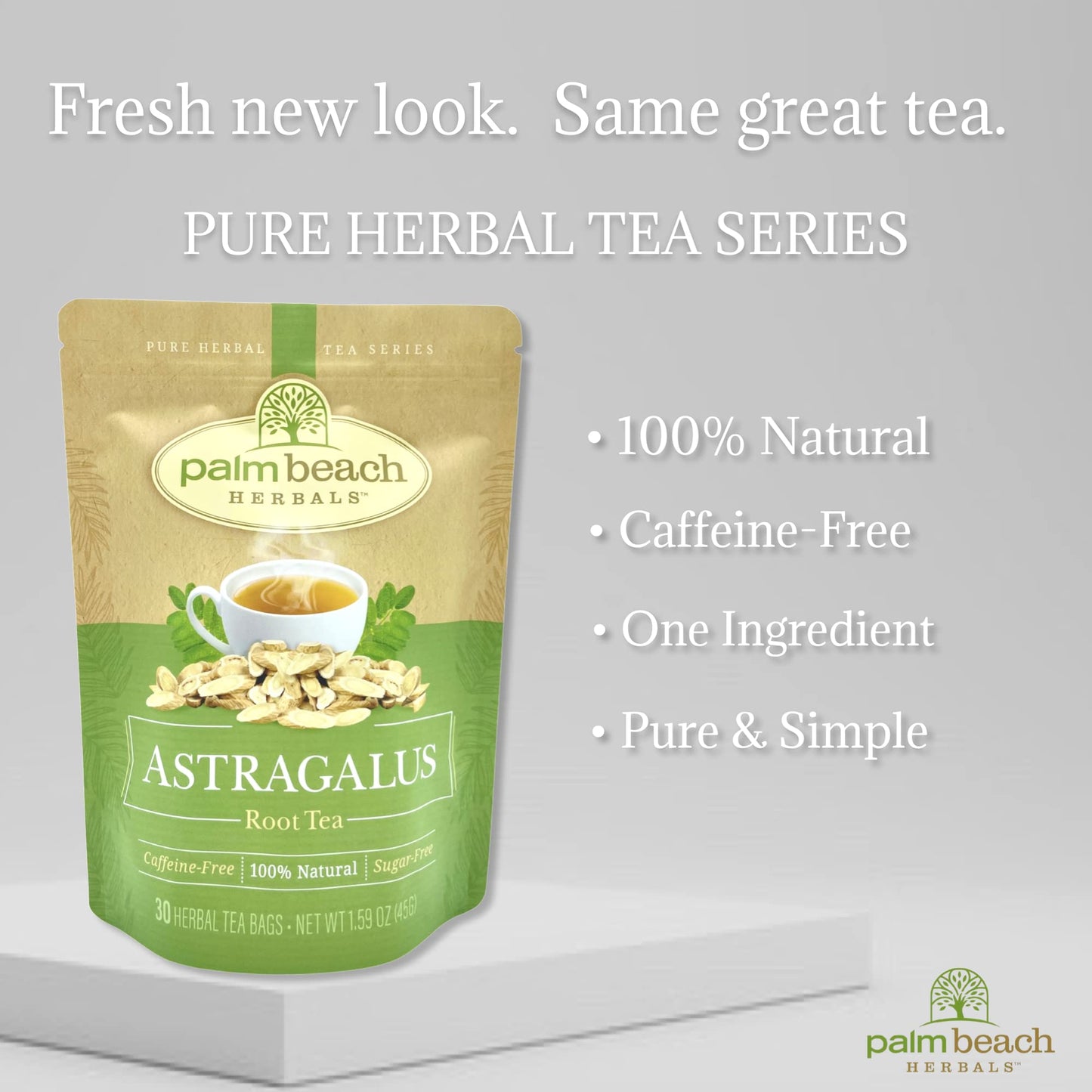 Astragalus Root Tea - Pure Herbal Tea Series by Palm Beach Herbal Tea Company (30 Tea Bags) 100% Natural