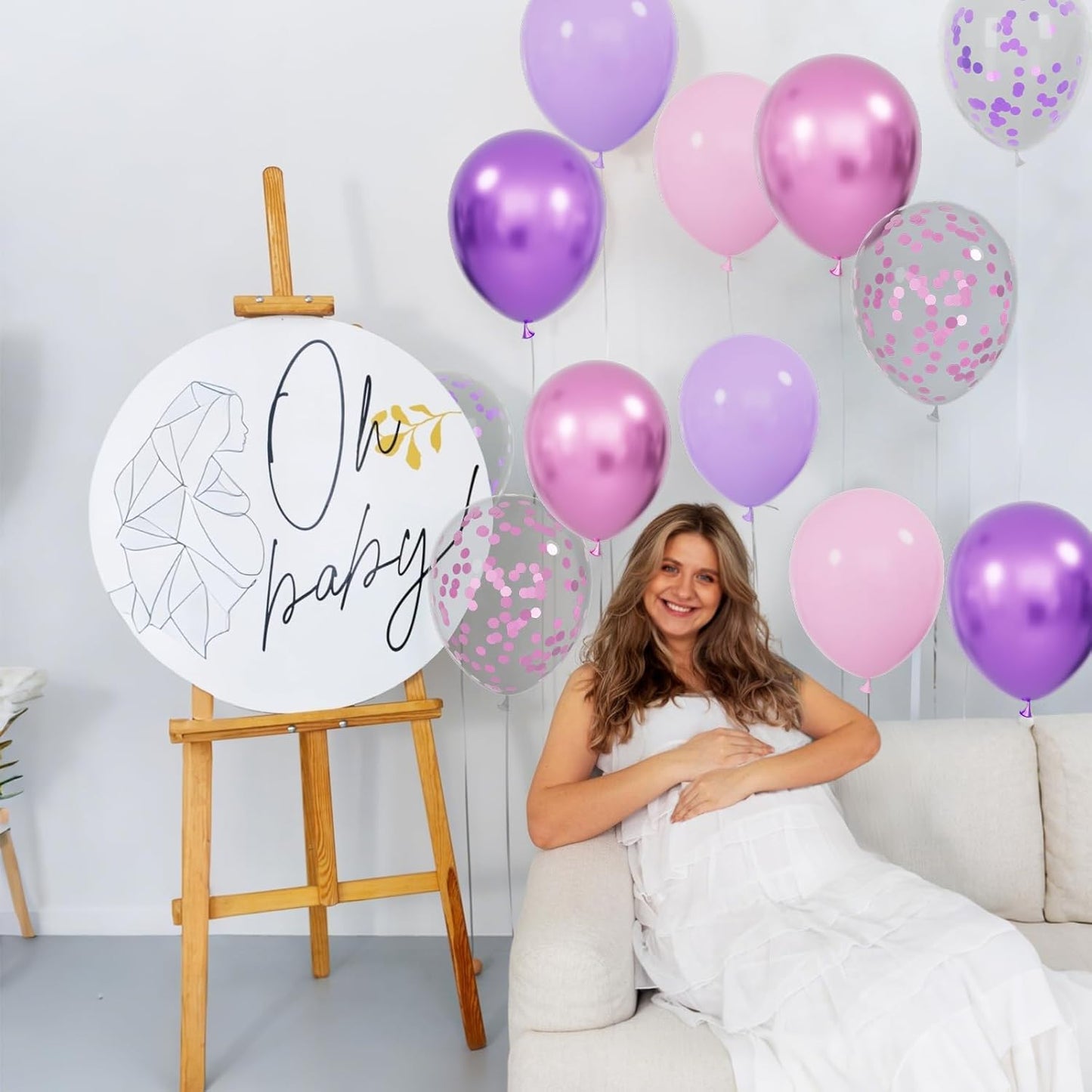 Skiennix 68Pcs Pink & Purple Balloons - 12 Inch Metallic Latex & Confetti for Weddings & Birthdays
