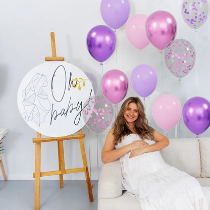 Skiennix 68Pcs Pink & Purple Balloons - 12 Inch Metallic Latex & Confetti for Weddings & Birthdays