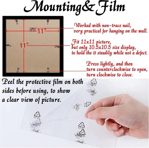 Black Picture Frame by [Brand Name] - 11x11 Square Photo Display for Horizontal or Vertical Use