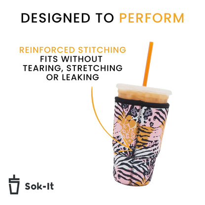 Sok It Java Sok Iced Coffee & Cold Soda Insulated Neoprene Cup Sleeve (Abstract Floral, Medium: 22-28oz)