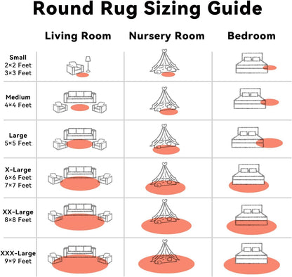 OLANLY Round Coral Red Area Rug - Soft, Machine Washable 3 ft Shaggy Carpet for Bedroom & Living Room Decor
