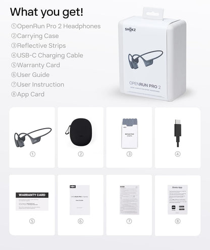 SHOKZ OpenRun Pro 2 - Bone Conduction Headphones | Wireless Sport Earphones for Running - Sweat Resistant, Deep Bass