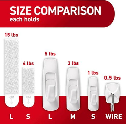 Command Variety Pack - 10 Pairs Picture Hanging Strips, 6 Wire Hooks & 8 Utility Hooks | Damage-Free Hanging for Up to 19 Items