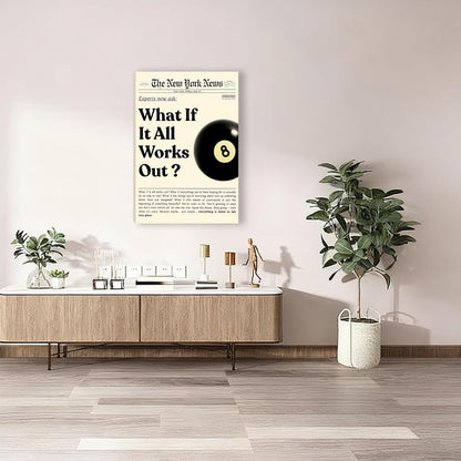 **What If It All Works Out | Black Canvas Wall Art - Inspirational Quotes & Positive Affirmations | 12x18 in**