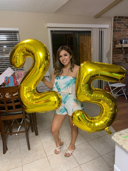 2 Numbers Balloon | 40 Inch Gold Birthday Decor for 2nd, 12th, 21st Parties & Celebrations