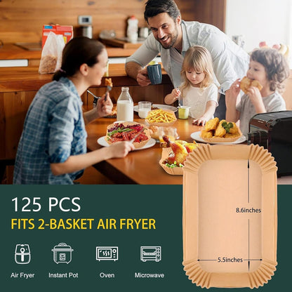 Ninja Air Fryer Disposable Paper Liners - Non-Stick Parchment for Baking | Oil & Water Proof (125PCS, 8.6in x 5.5in)