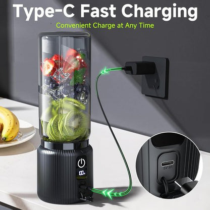 COKUNST Portable Blender - Compact 17oz Smoothie Maker with 8 Blades & LED Display | USB-C Rechargeable, Black