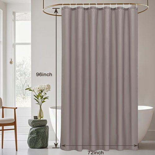 AooHome 72x96 inch Fabric Shower Curtain Liner, Water Repellent Extra Long Bathroom Curtain for Hotel with Hooks, Weighted Hem, Chocolate