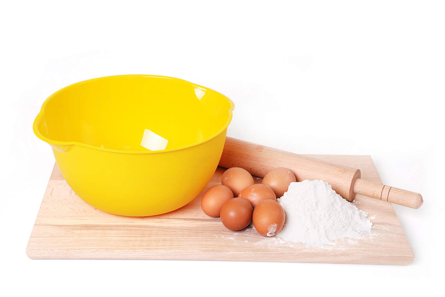 Mintra Home Mixing Bowl w/Colander (Large 4.5L, Yellow) - For Washing & Draining Fruits And Vegetables - Heavy Duty Plastic for Baking, Cooking Supplies - Dishwasher Safe