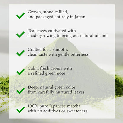 SHIZUGOKORO Authentic Japanese Matcha Green Tea Powder - Ceremonial Grade from Uji Kyoto - 30g (1.06oz)