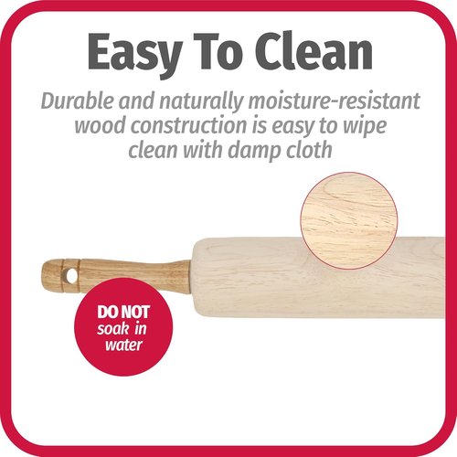 GoodCook Classic Wooden Rolling Pin - Effortless Rolling with Easy Roll Bearings | Perfect for Baking
