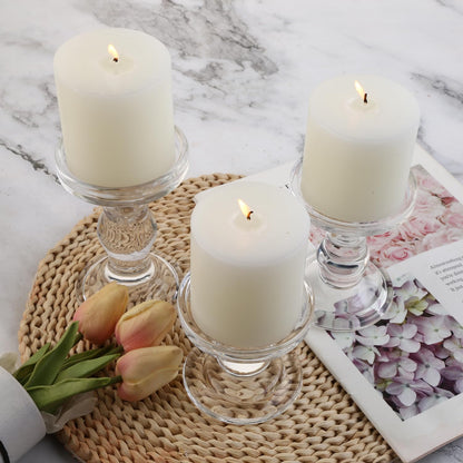 Skiennix 6-Piece Glass Candlestick Set - Elegant Crystal Candle Holders for Weddings & Decor | Clear