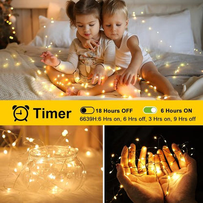 KNONEW 600 LED Outdoor Fairy Lights - Waterproof Christmas Lights with 8 Modes | 203FT Warm White