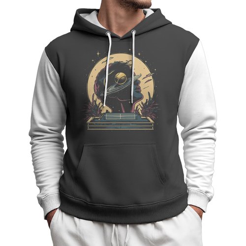 MARSVOVO Plus Size Mens Sweatshirts Hoodies Comfortable Pullover Drawstring Long Sleeve Loose Basic Vintage Sweatshirt Classic Print Winter Spring Fall Clothes with Pocket Shadow Gray,XL